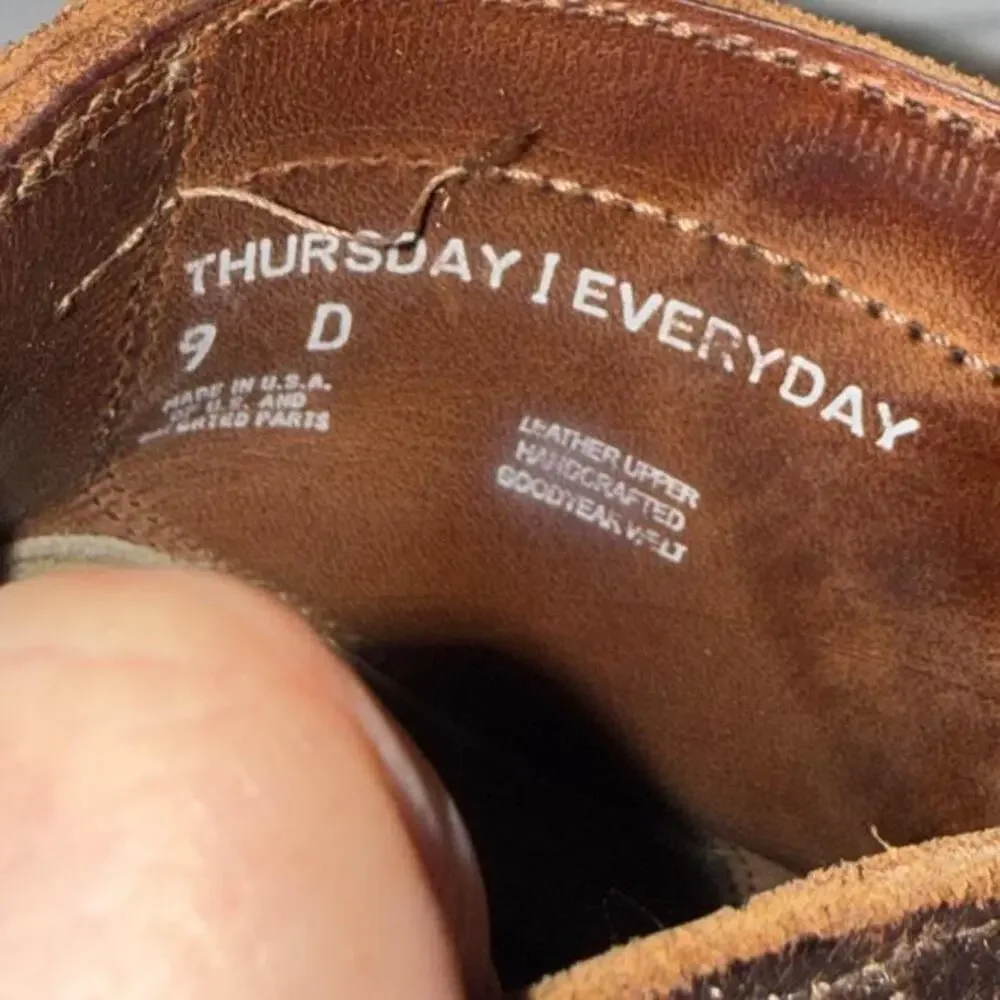 Thursday Vanguard Dark Brown Horween Leather Boots USA Made Size 9